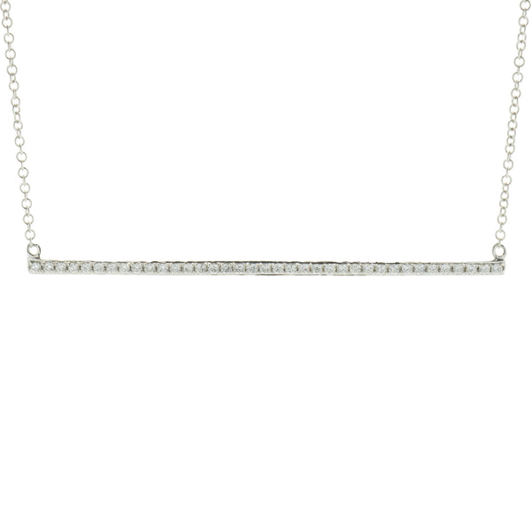 14 Karat White Gold Diamond Bar Necklace