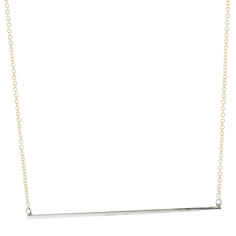 14 Karat Yellow Gold Diamond Bar Necklace