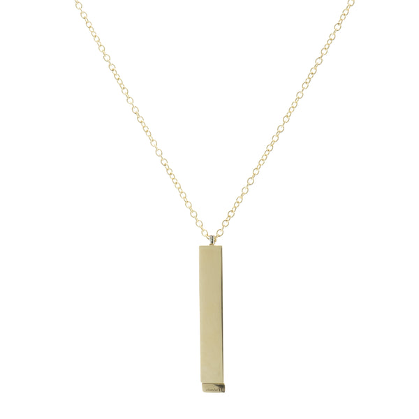 14 Karat Yellow Gold Diamond Bar Necklace