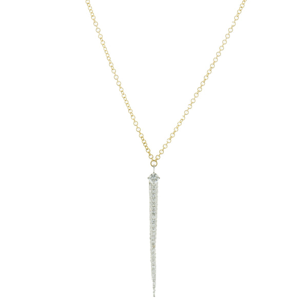 14 Karat Yellow Gold Pave Diamond Spear Necklace