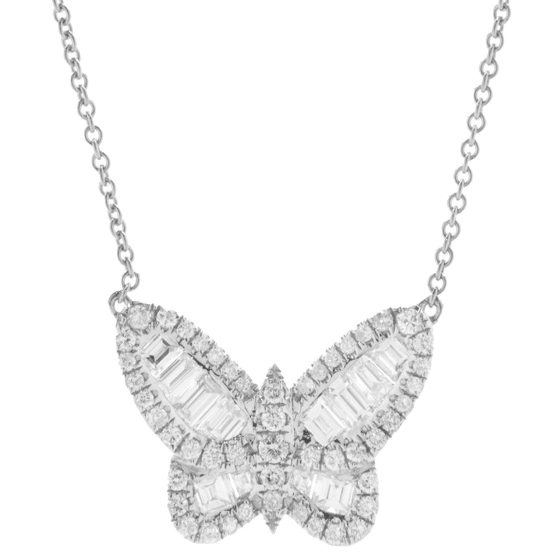 18 Karat White Gold Mosaic Set Diamond Butterfly