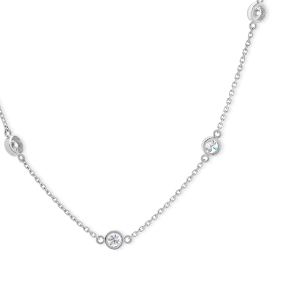 14k White Gold Diamond By The Yard Necklace