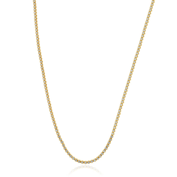 14k Yellow Gold Diamond Tennis Necklace