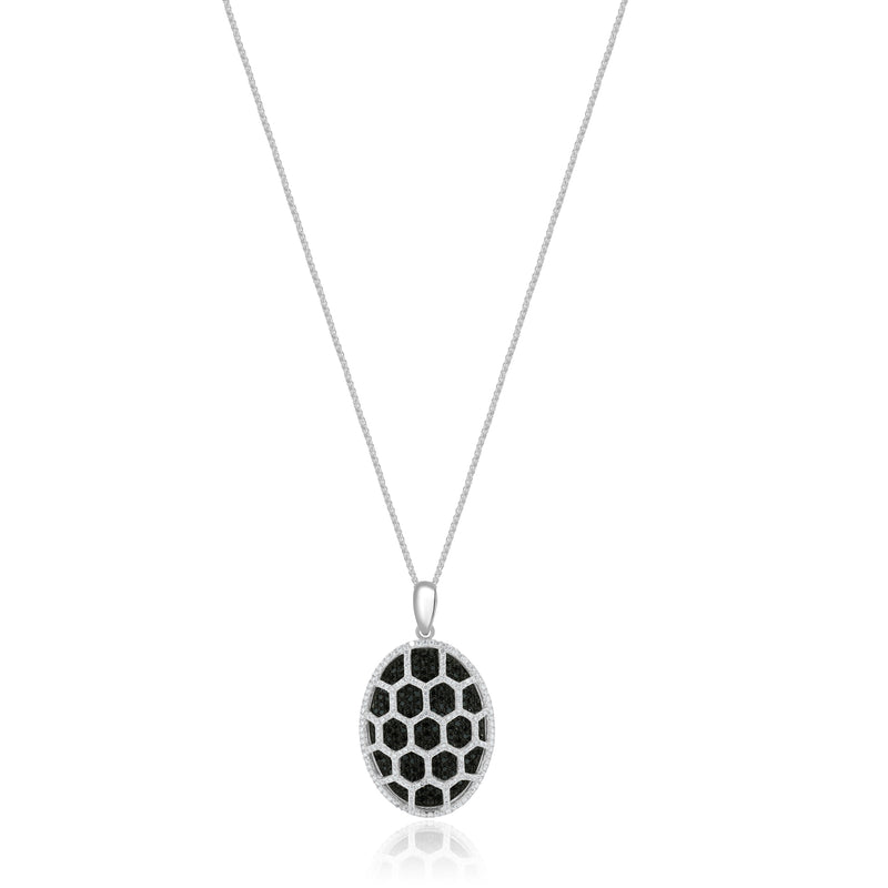 18 Karat White Gold Black and White Diamond Cutout Necklace