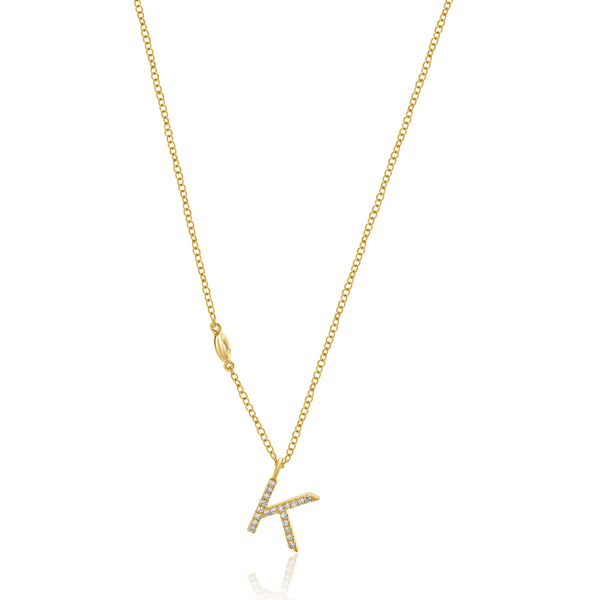 14 Karat Yellow Gold Diamond Initial K Necklace