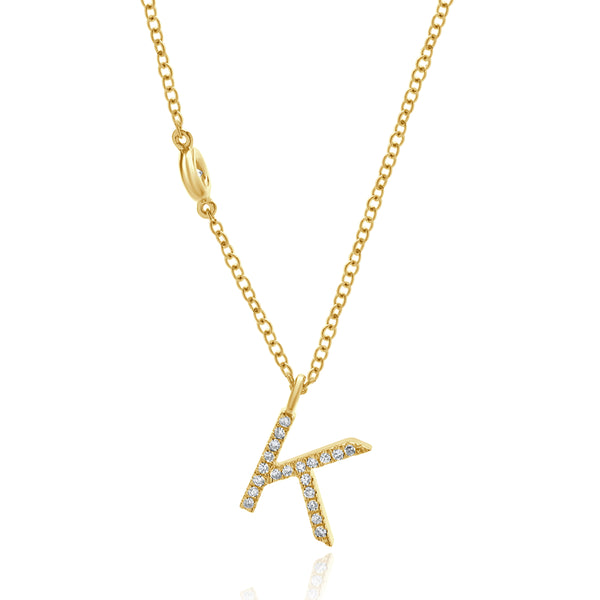 14 Karat Yellow Gold Diamond Initial K Necklace