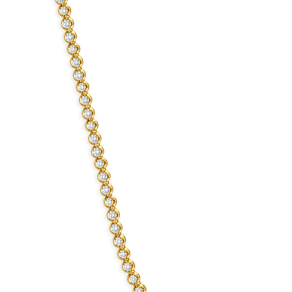 14 Karat Yellow Gold Diamond Cluster Tennis Necklace