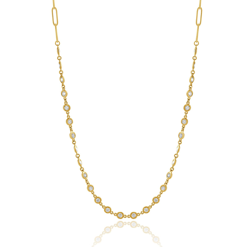 14 Karat Yellow Gold Diamonds By The Yard Paperclip Link Necklace