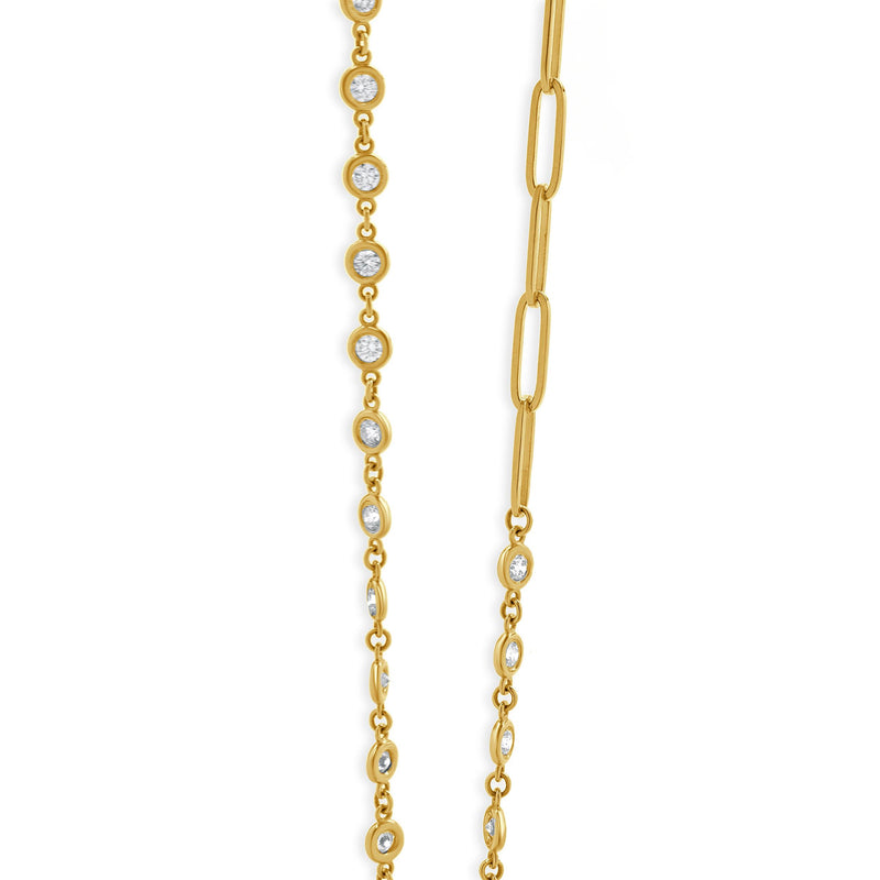 14 Karat Yellow Gold Diamonds By The Yard Paperclip Link Necklace