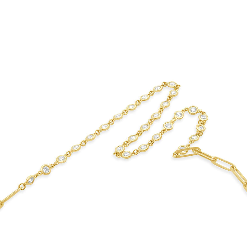 14 Karat Yellow Gold Diamonds By The Yard Paperclip Link Necklace