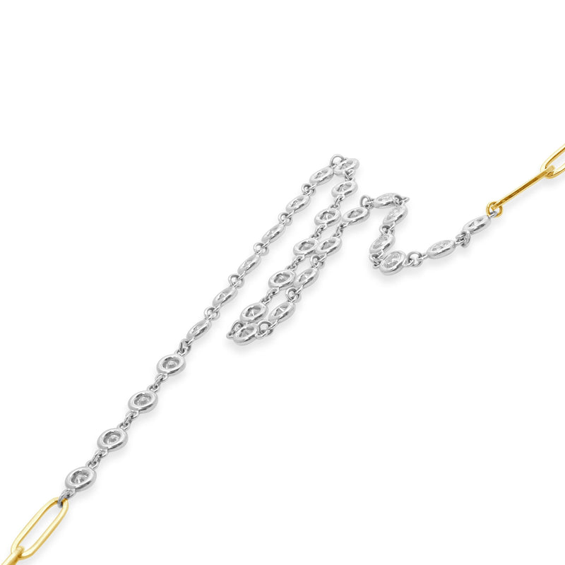 14 Karat Yellow & White Gold Diamonds By the Yard Paperclip Link Necklace