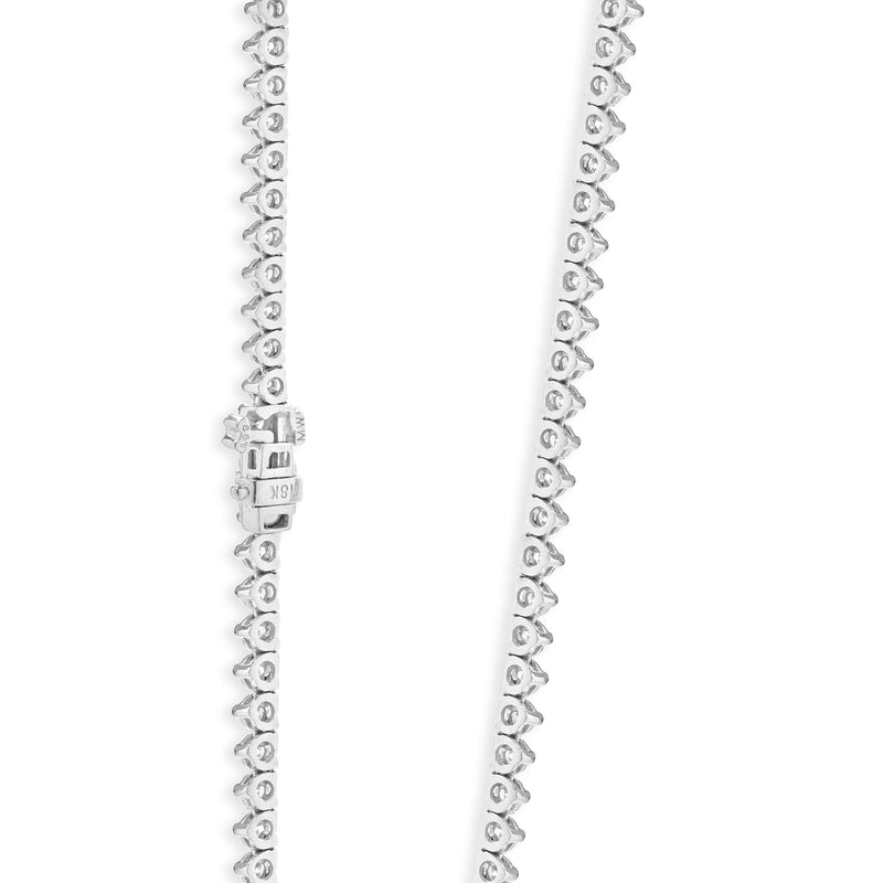 18 Karat White Gold Graduated Diamond Tennis Necklace