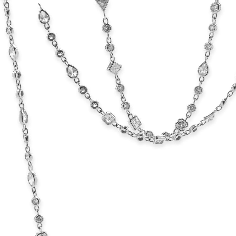 18 Karat White Gold Multi Shaped Diamonds By The Yard Necklace