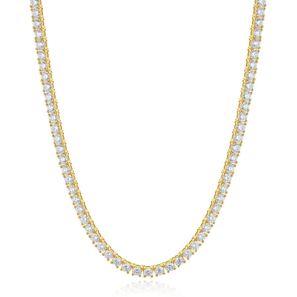 14 Karat Yellow Gold Diamond Inline Tennis Necklace