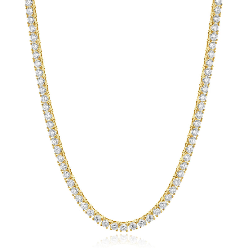 14 Karat Yellow Gold Diamond Inline Tennis Necklace