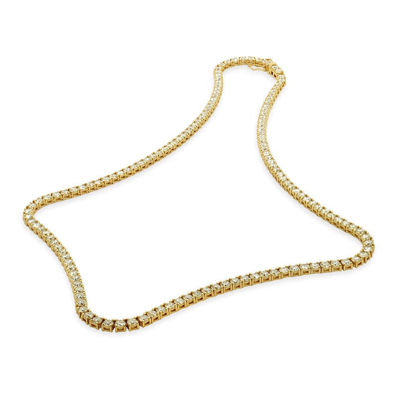 14 Karat Yellow Gold Diamond Inline Tennis Necklace