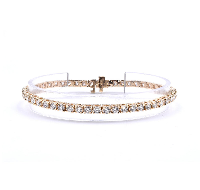 14 Karat Yellow Gold Diamond Tennis Bracelet