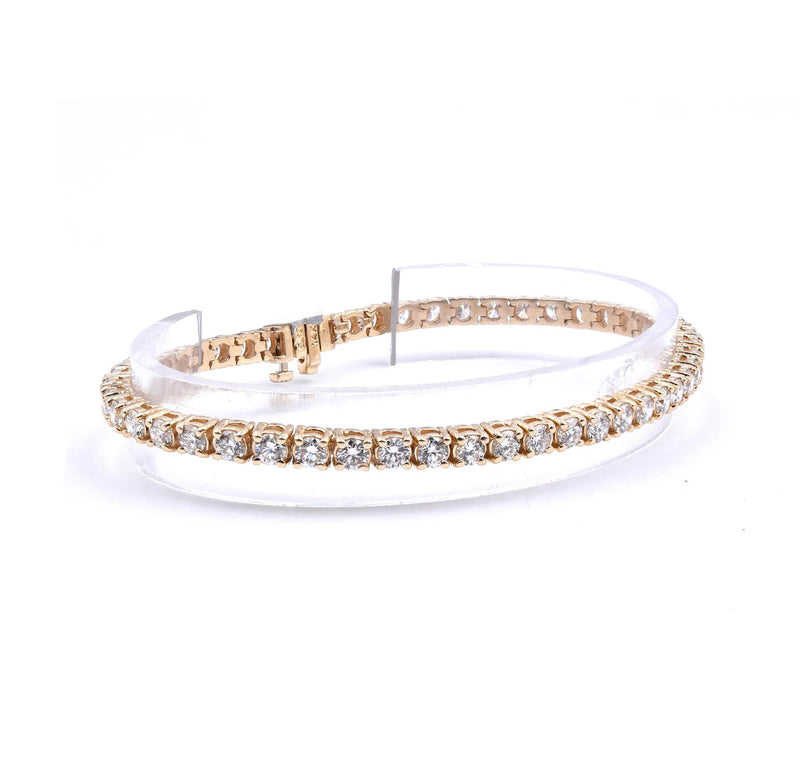 14 Karat Yellow Gold Diamond Tennis Bracelet