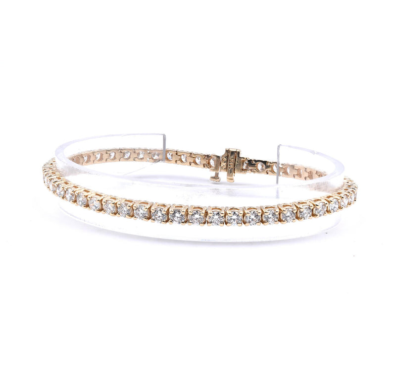 14 Karat Yellow Gold Diamond Tennis Bracelet