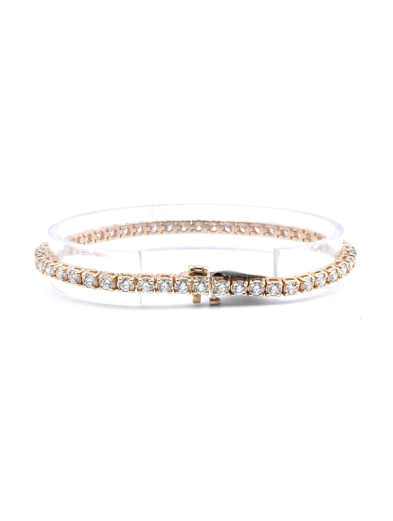 14 Karat Yellow Gold Diamond Tennis Bracelet