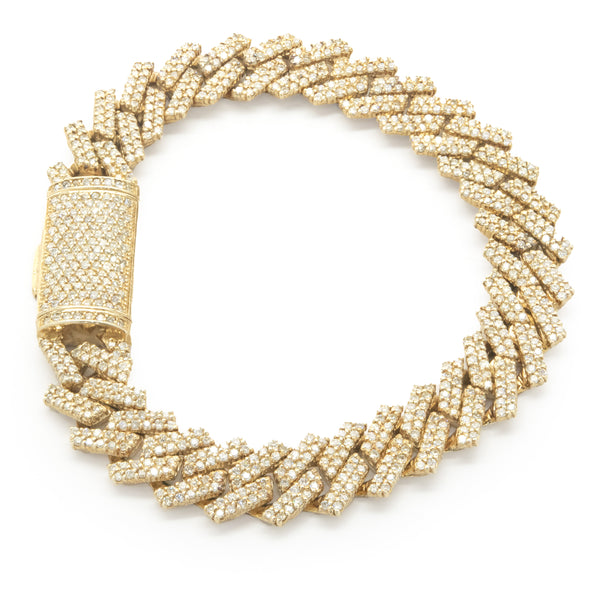 14 Karat Yellow Gold Pave Diamond Miami Cuban Link Bracelet