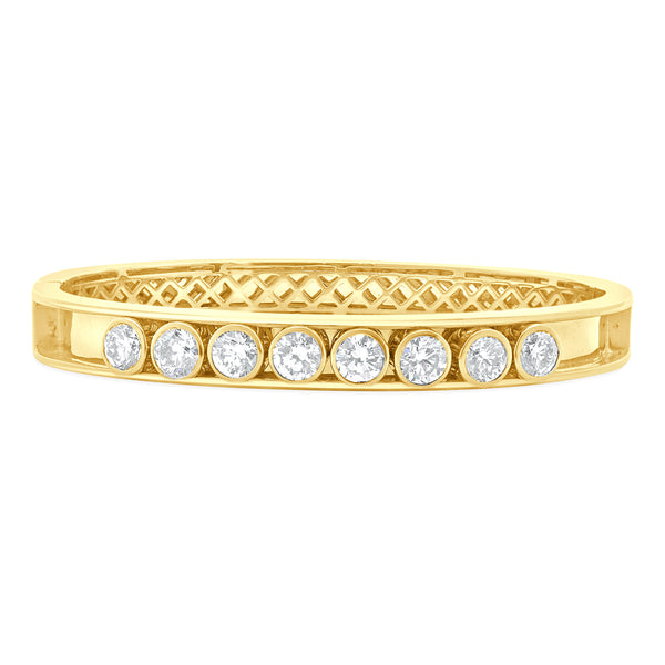 18 Karat Yellow Gold Bezel Set Diamond Slide Bangle Bracelet