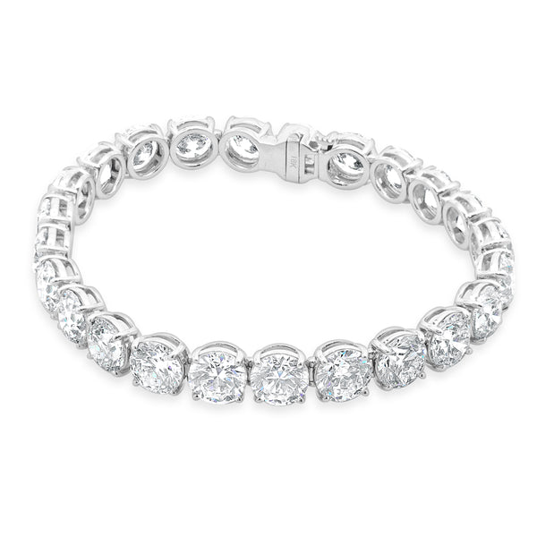 18 Karat White Gold GIA Certified Diamond Tennis Bracelet