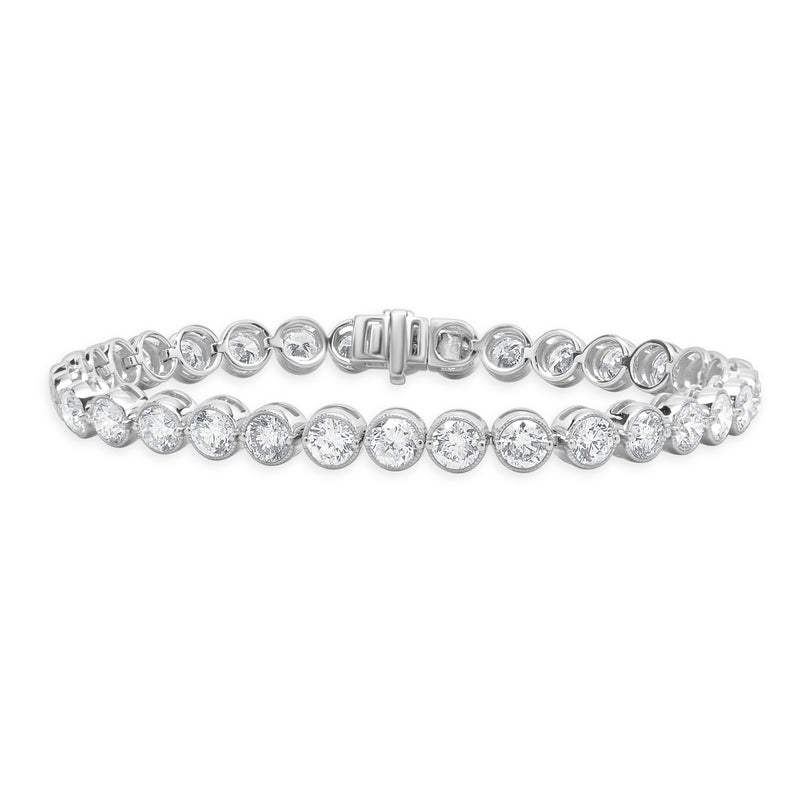 18 Karat White Gold Bezel Set Diamond Inline Tennis Bracelet