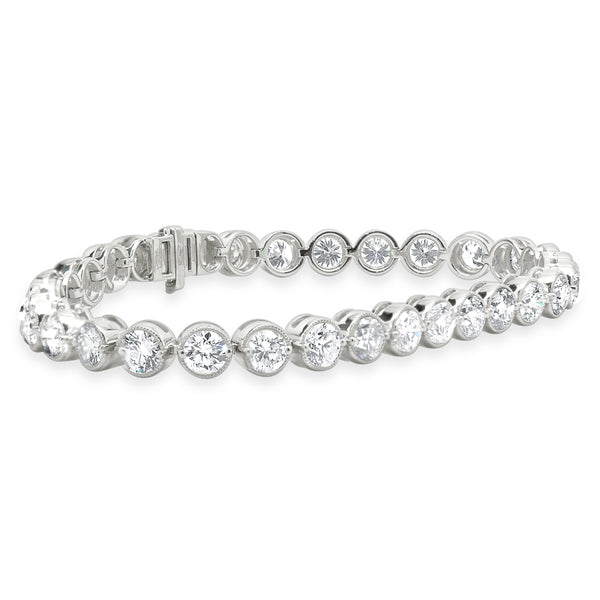 18 Karat White Gold Bezel Set Diamond Inline Tennis Bracelet