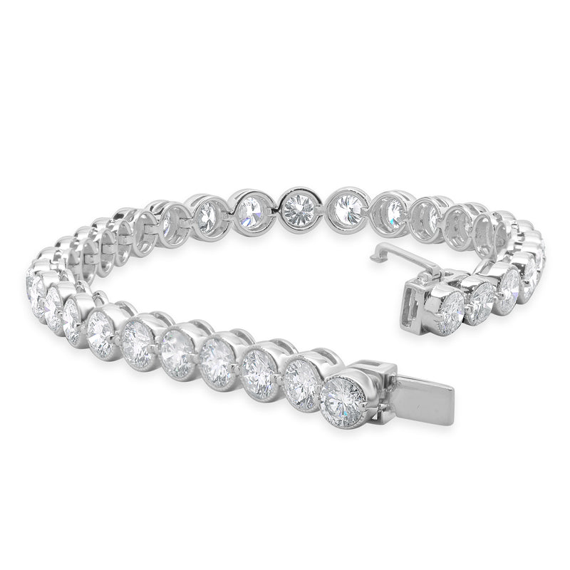 18 Karat White Gold Bezel Set Diamond Inline Tennis Bracelet