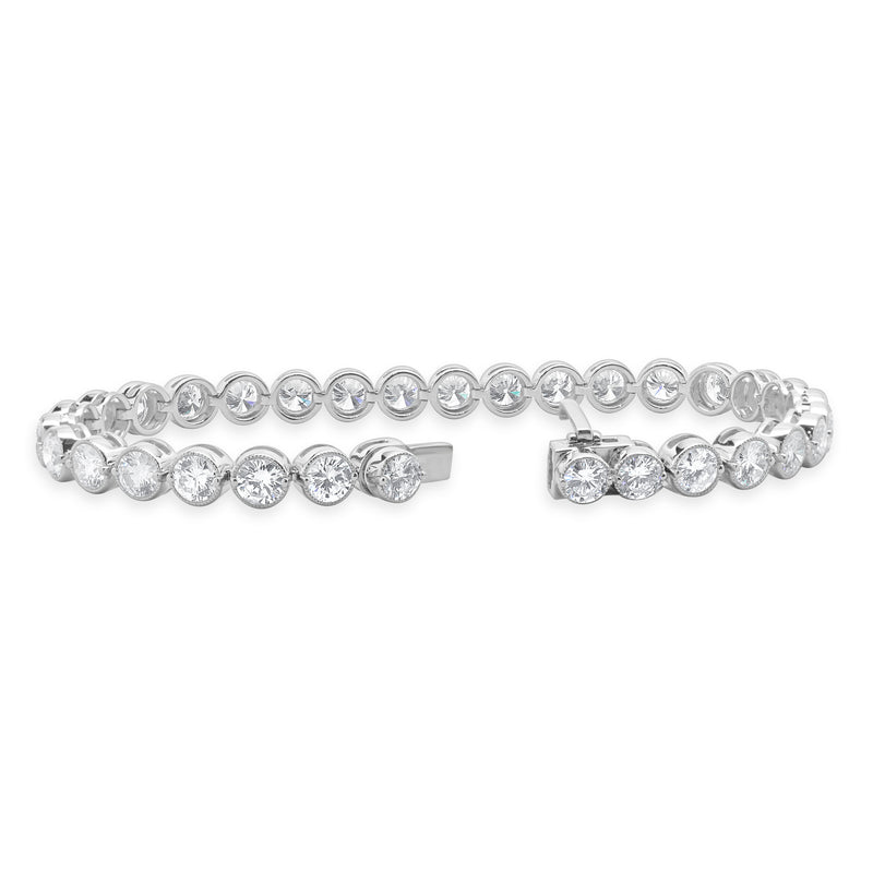 18 Karat White Gold Bezel Set Diamond Inline Tennis Bracelet