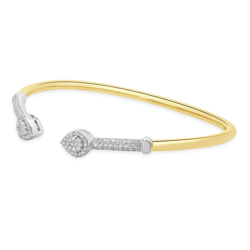 18 Karat Yellow & White Gold Diamond Arrow Cuff Bracelet