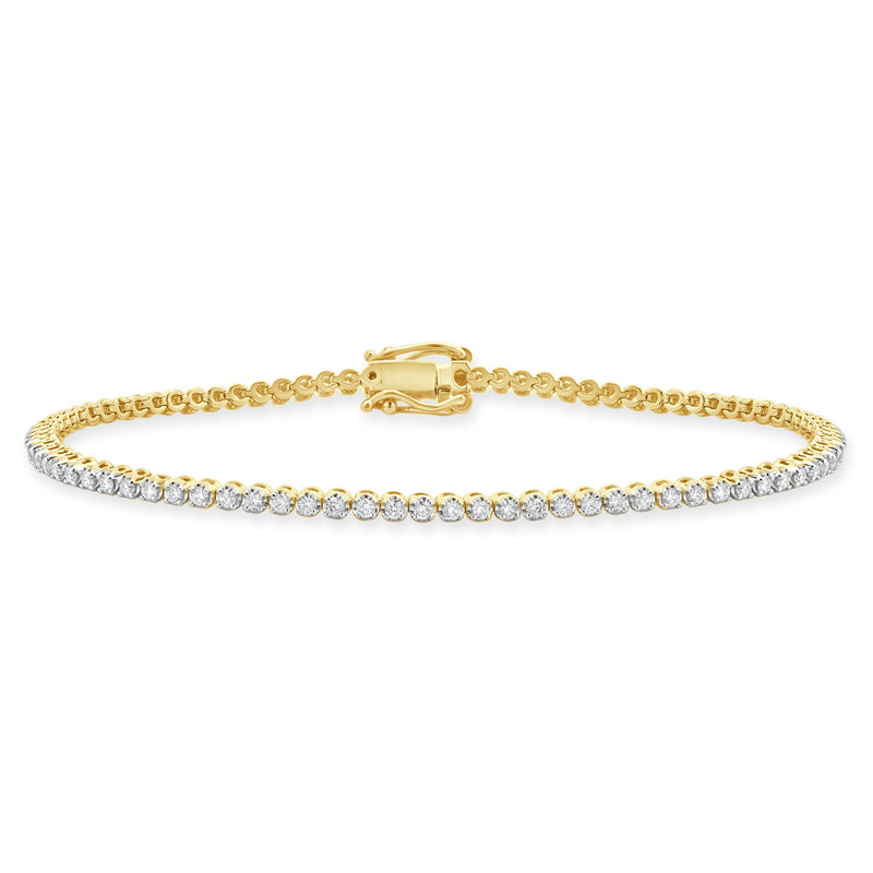 18 Karat Yellow Gold Diamond Tennis Bracelet