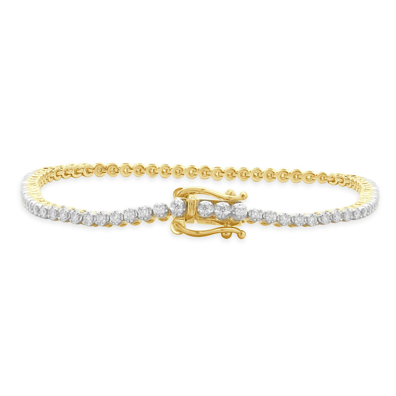 18 Karat Yellow Gold Diamond Tennis Bracelet