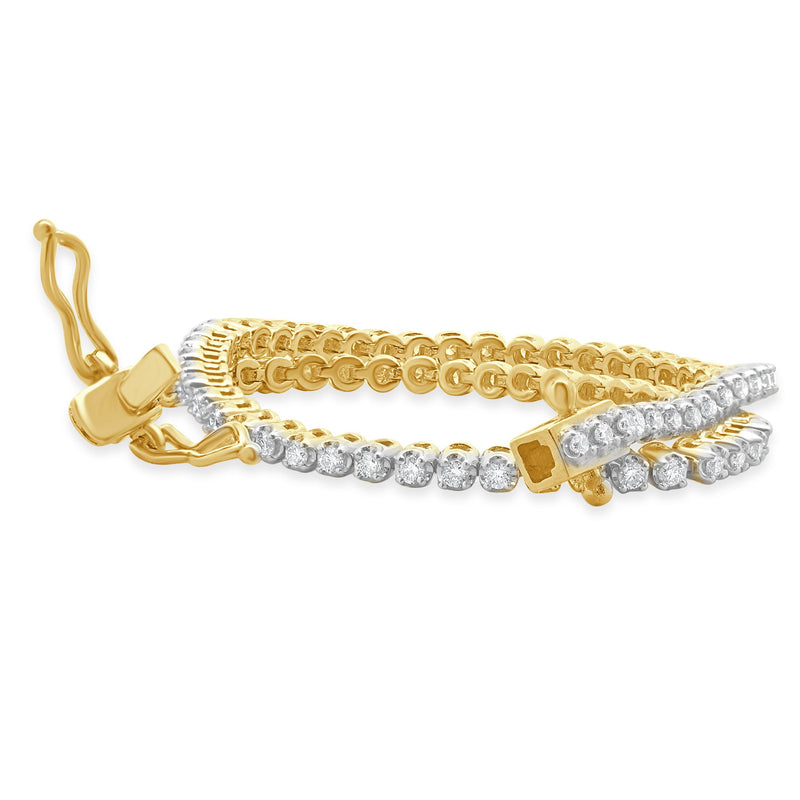 18 Karat Yellow Gold Diamond Tennis Bracelet