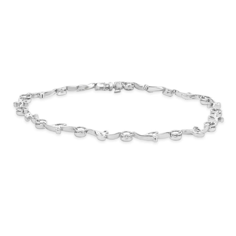 14 Karat White Gold Diamond Vine Inline Bracelet