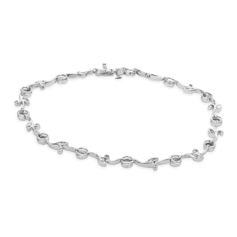 14 Karat White Gold Diamond Vine Inline Bracelet