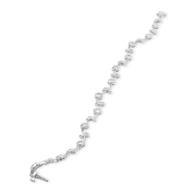 14 Karat White Gold Diamond Vine Inline Bracelet