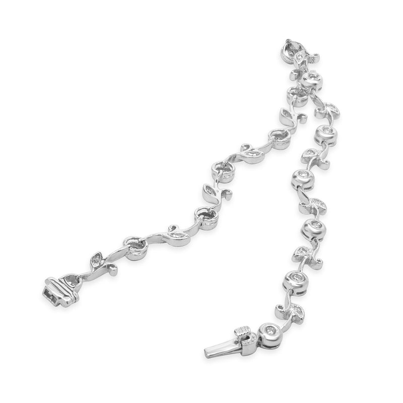 14 Karat White Gold Diamond Vine Inline Bracelet