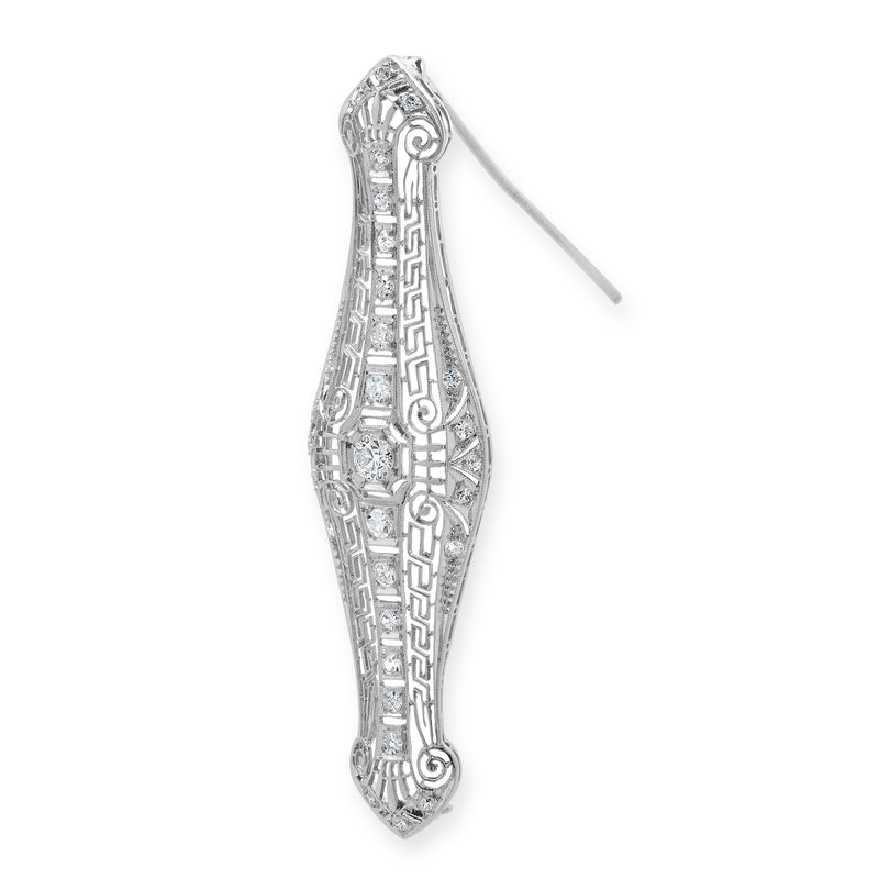 Platinum & 14 Karat White Gold Vintage Diamond Pin