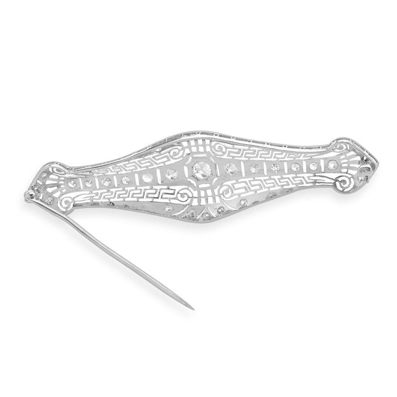 Platinum & 14 Karat White Gold Vintage Diamond Pin