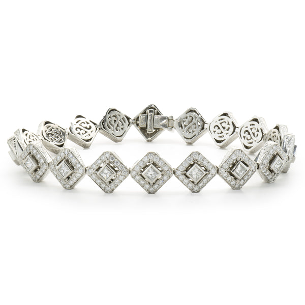 Michael Beaudry Platinum Diamond Kite Shape Inline Bracelet