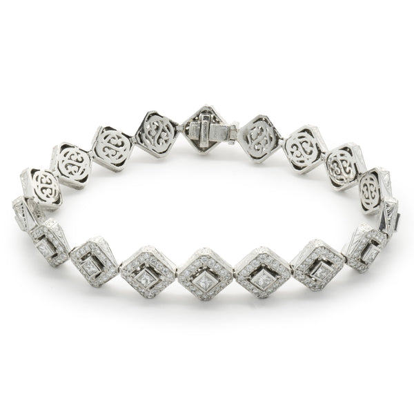 Michael Beaudry Platinum Diamond Kite Shape Inline Bracelet