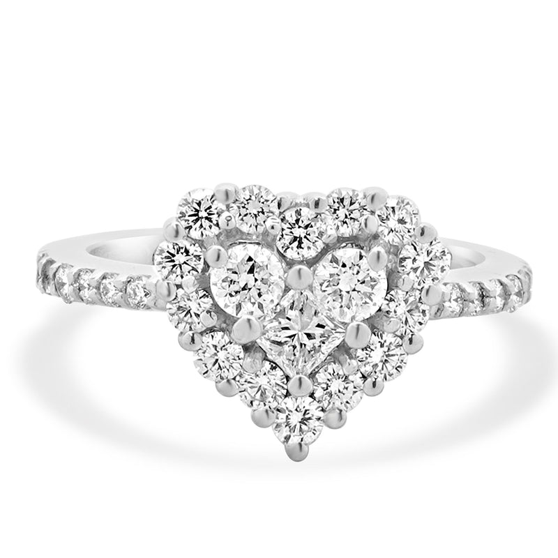 Effy 14 Karat White Gold Diamond Heart Ring