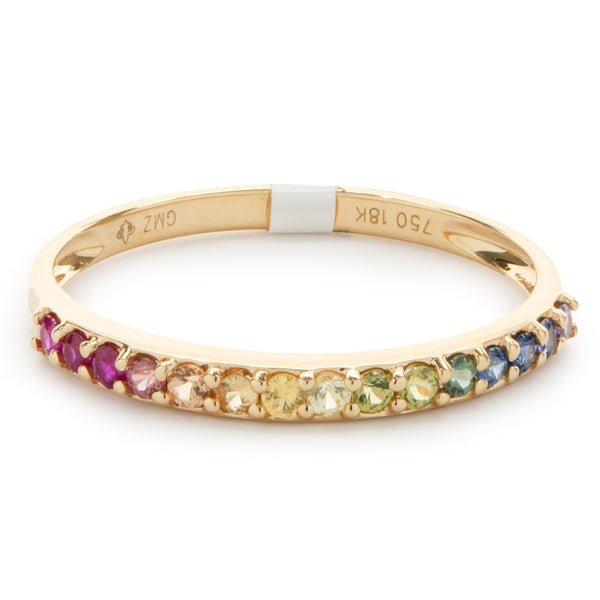 18 Karat Yellow Gold Rainbow Sapphire Band