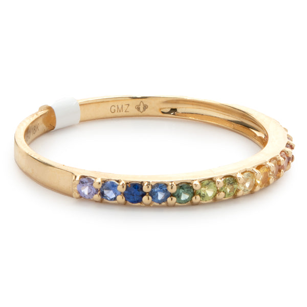 18 Karat Yellow Gold Rainbow Sapphire Band