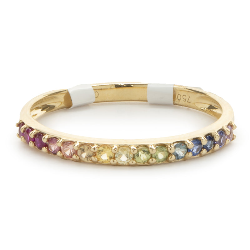 18 Karat Yellow Gold Rainbow Sapphire Band