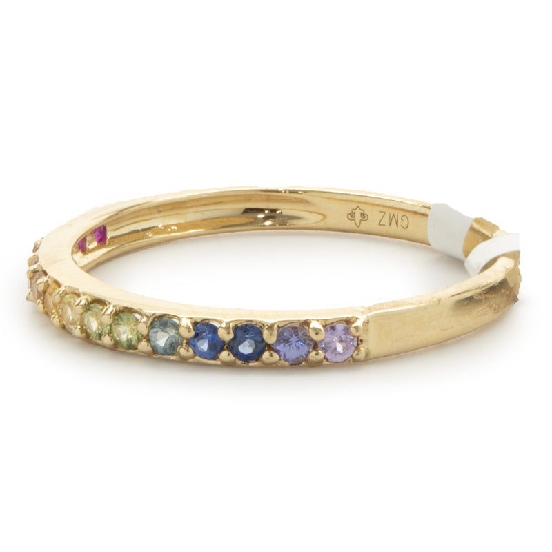 18 Karat Yellow Gold Rainbow Sapphire Band