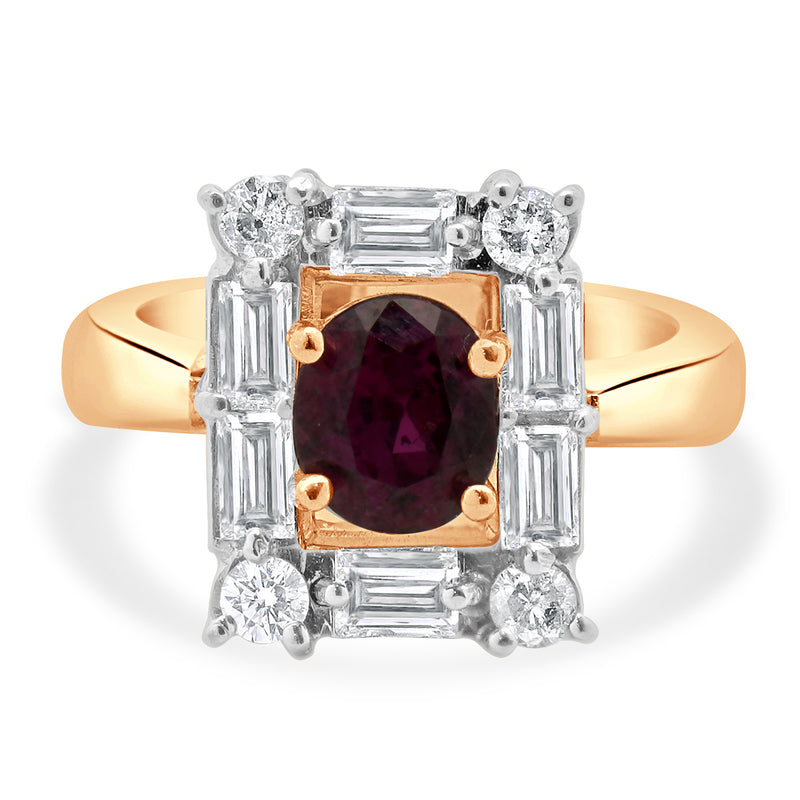 14 Karat Rose Gold Ruby and Diamond Cocktail Ring