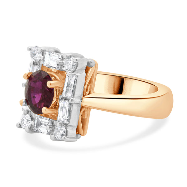 14 Karat Rose Gold Ruby and Diamond Cocktail Ring